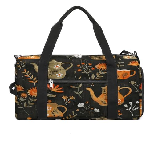 Sporttasche mit Pflanzen und Teekanne, Schuhfach, wasserdicht, Reisetasche, Sporttasche für Sport, Fitnessstudio, Yoga, Pflanzen und Teekanne, Einheitsgröße Sporttasche mit Pflanzen und Teekanne, Schuhfach, wasserdicht, Reisetasche, Sporttasche für Sport, Fitnessstudio, Yoga, Pflanzen und Teekanne, Einheitsgröße von HYBMRQVD