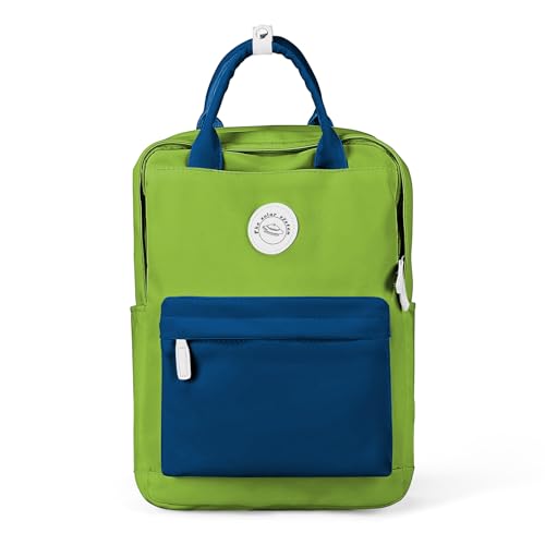 HYC00 Rucksack Mädchen Teenager Jungen Schulrucksack 14 Zoll Laptop Schulranzen Leichtgewicht Schultaschen, Reisen Rucksack für Damen Herren,Blau mit Grün von HYC00