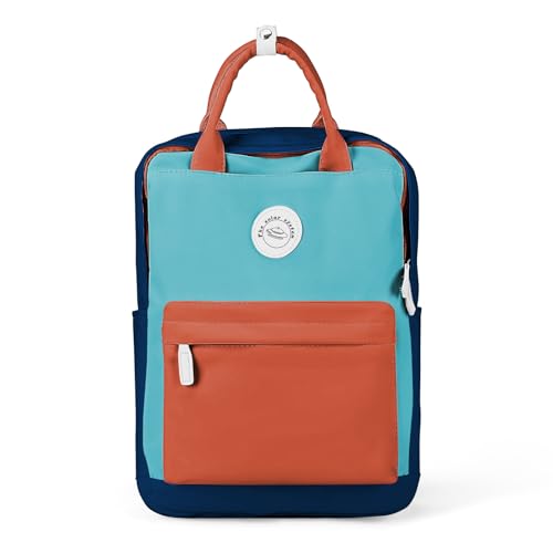 HYC00 Rucksack Mädchen Teenager Jungen Schulrucksack 14 Zoll Laptop Schulranzen Leichtgewicht Schultaschen, Reisen Rucksack für Damen Herren,Blau mit Orange von HYC00