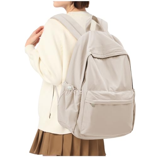 HYC00 Rucksack Schule Teenager Mädchen Damen Causal Schulrucksack College-Rucksack, leichte Schultasche Arbeitstasche für Jungen und Mädchen, passend für 14-Zoll-Laptop Daypack Bookbag,Helles Khaki von HYC00