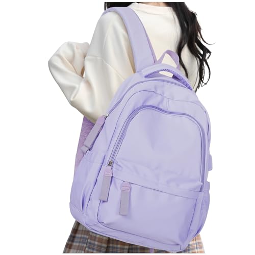 Rucksack Damen Schulmädchen,Casual Travel Daypack,14-Zoll-Laptop-Rucksack für Mädchen im Teenageralter,wasserdichter College-Rucksack,leichte Büchertasche Herren Schultasche Arbeitstasche,Lila von HYC00