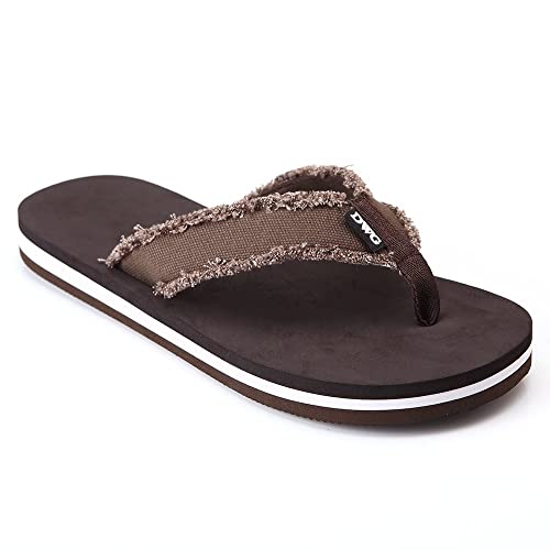 HYCLES Flip Flops für Herren Damen Komfort Tanga mit Fußgewölbeunterstützung Schuhe Sommer Outdoor Sandalen, 01 Braun, 45 EU von HYCLES