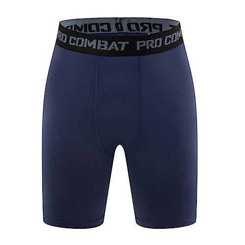 HYCOPRTO Herren Kompressionsshorts, Schnelltrocknendes Baselayer Unterhose Kurz Laufunterwäsche Atmungsaktive Tights Fußball Radlerhose (L, Navy blau) von HYCOPROT