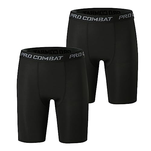 HYCOPRTO Herren Kompressionsshorts, Schnelltrocknendes Baselayer Unterhose Kurz Laufunterwäsche Atmungsaktive Tights Fußball Radlerhose (L, Schwarz) von HYCOPROT