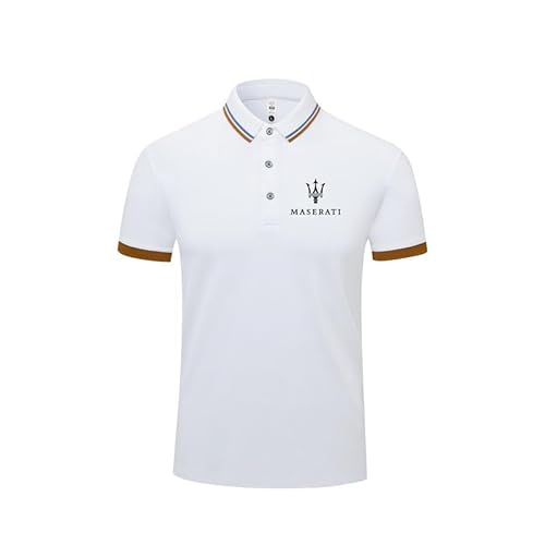 HYFZXWX Poloshirts Revers einfarbig Masera-ti Druck kurzärmelig T-Shirt Herren und Damen Baumwolle Freizeit Arbeit Herren/A/L von HYFZXWX