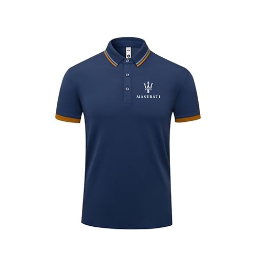 HYFZXWX Poloshirts Revers einfarbig Masera-ti Druck kurzärmelig T-Shirt Herren und Damen Baumwolle Freizeit Arbeit Herren/B/M von HYFZXWX