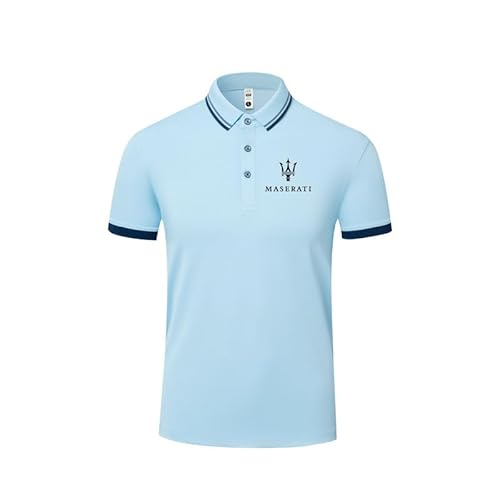 HYFZXWX Poloshirts Revers einfarbig Masera-ti Druck kurzärmelig T-Shirt Herren und Damen Baumwolle Freizeit Arbeit Herren/G/L von HYFZXWX