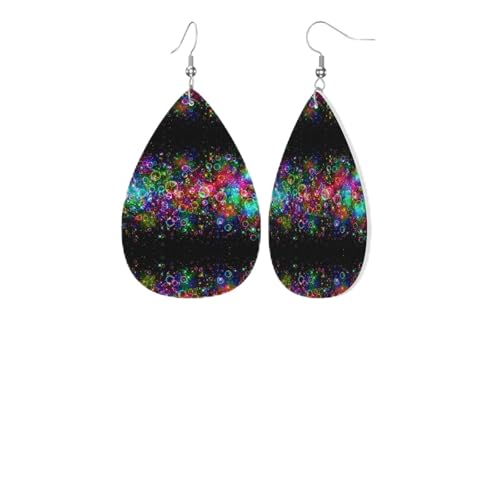 Hell schöne bunte Kunst, exquisite Wassertropfen-förmige Leder-Ohrringe mit doppelseitigem Druck, leicht, langlebig und stilvolles Accessoire für jeden Anlass, Einheitsgröße Hell schöne bunte Kunst, exquisite Wassertropfen-förmige Leder-Ohrringe mit doppelseitigem Druck, leicht, langlebig und stilvolles Accessoire für jeden Anlass, Einheitsgröße von HYSDPUZK