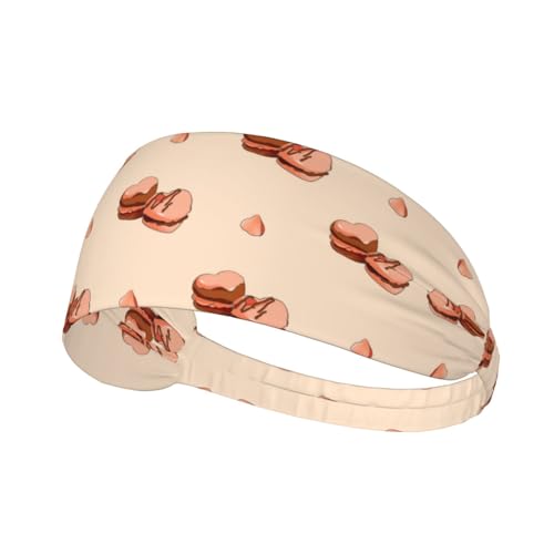 Elastisches Aldult-Stirnband für Damen und Herren, feuchtigkeitsableitend, athletisch, zum Laufen, Trainieren, Cartoon-Macaron-Drucke von HYTTER