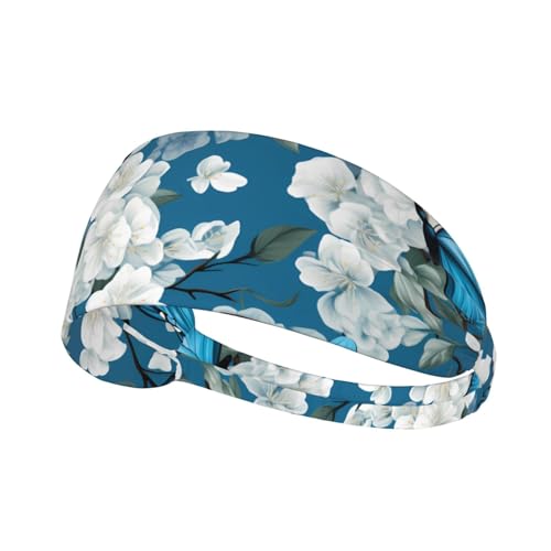 Elastisches Sport-Stirnband, Haarband, HYTTER Blau, Schmetterling auf Blüte, Blumenbild, Spandex, weich, atmungsaktiv, schnell trocknend Elastisches Sport-Stirnband, Haarband, HYTTER Blau, Schmetterling auf Blüte, Blumenbild, Spandex, weich, atmungsaktiv, schnell trocknend von HYTTER