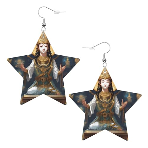 Statue of God Prints Fashion Star Earrings Pendant Stylish and Beautiful Lightweight Dangle for Women Girls, Einheitsgröße, Leder von HYTTER