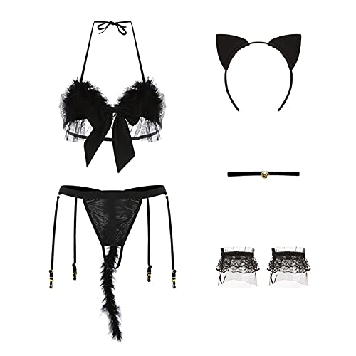 Erotik Damen Uniform Dreipunkt-Plüsch-Set Katze Unterwäsche Sexy Dessous Sexy Cosplay Passion Women Intimates String Herren von HZMM