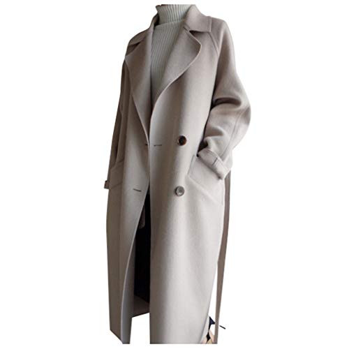 HZMM Stoffmantel Damen Oversize-Kaschmir-Wollmischgürtel für Damen, Trenchcoat, Outwear-Jacke Damen Mantel Winddicht (White, M) von HZMM