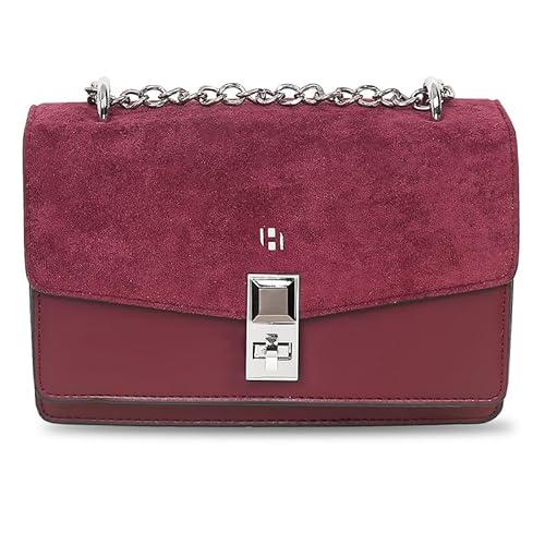 Habib Gruppe PU Leder Umhängetasche Damen - Wendbare Crossbody Tasche mit abnehmbarem Metallic-Kettenriemen Geldbörsen - Abendtasche Clutch für Hochzeiten, Cocktails, Bälle und Partys - Rot von Habib Gruppe