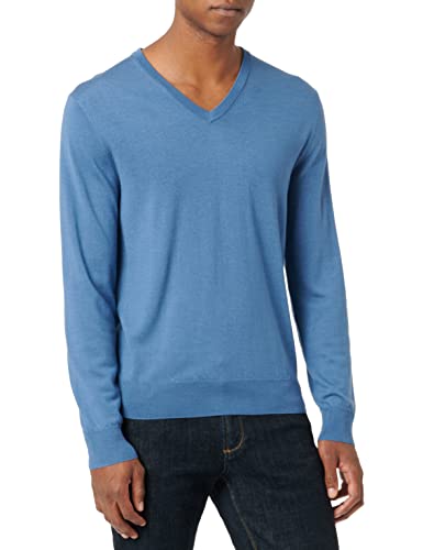 HACKETT LONDON Herren GMD Merino Silk V NCK Pullover, Blue (Steel Blue), 3XL von Hackett London