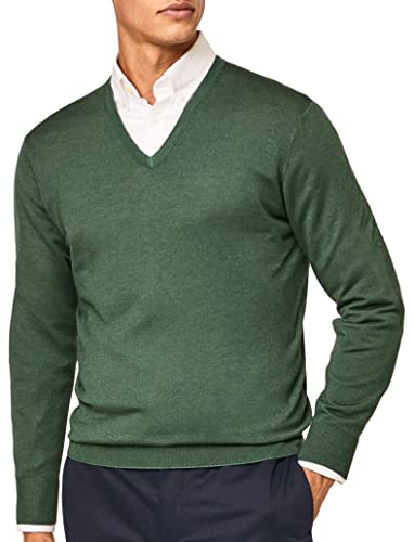 HACKETT LONDON Herren GMD Merino Silk V NCK Pullover, Grn Topiary, S von Hackett London