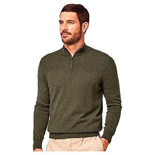 HACKETT LONDON Herren Rib Detail Hzip Pullover, Grn Formschnitt, 3XL von Hackett London