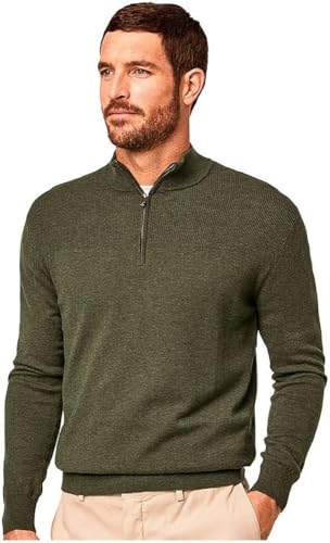 HACKETT LONDON Herren Rib Detail Hzip Pullover, Grn Formschnitt, XXL von Hackett London