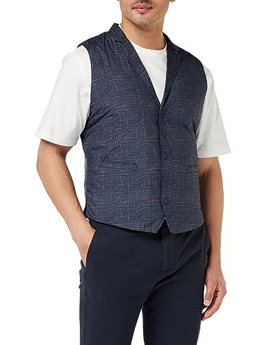 Hackett London Herren Bedruckte Weste, Blau (Marineblau/Burgunderrot), XXL von Hackett London