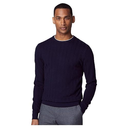 Hackett London Herren Herringbone St Crew Pullover, blau (Marineblau), X-Large von Hackett London