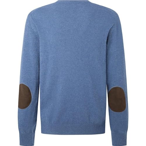 Hackett London Herren Merino Cash Mix Crew Pullover, Blau (Steel Blue), X-Large von Hackett London