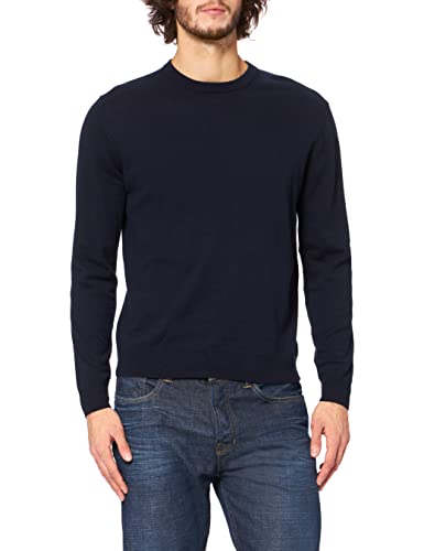 Hackett London Herren Wool Silk Cash Crew Sweater, Blau (Midnight 582), XXL von Hackett London