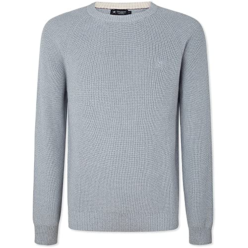 HACKETT LONDON Herren Mouline Crew Pullover Sweater, Blue (Chambray/Ecru), S von Hackett London