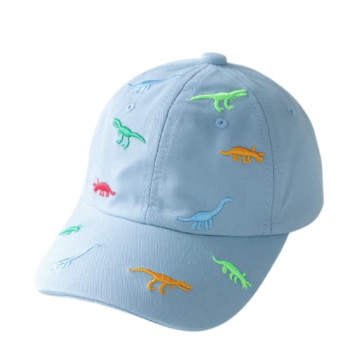 Kinder Baseball Cap für Jungen Mädchen Verstellbar Sport Baumwolle Kappe Herbst Mit Dinosaurier-Stickerei Schirmmütze Kinder UV Schutz Basecap 2-6 Jahren, Blau von Hadwii