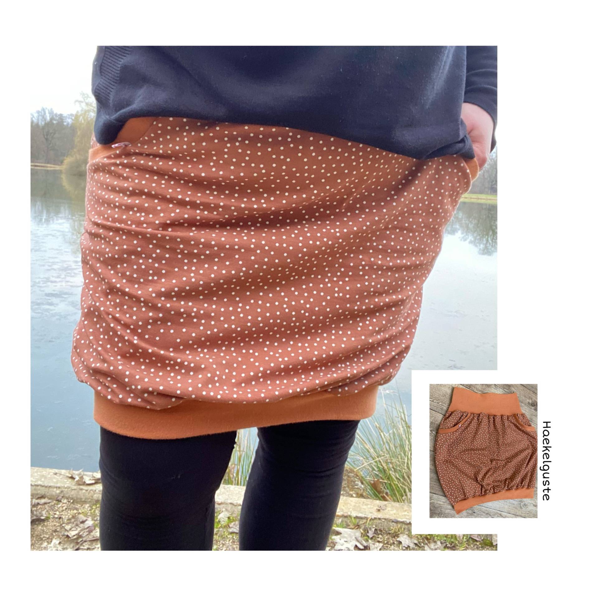 Bio Ballonrock Wunschgröße Jersey Caramel Punkte Damen Rock Hellbraun Mit Taschen Braun Pünktchen Dots Bio Ballonrock Wunschgröße Jersey Caramel Punkte Damen Rock Hellbraun Mit Taschen Braun Pünktchen Dots von Haekelguste