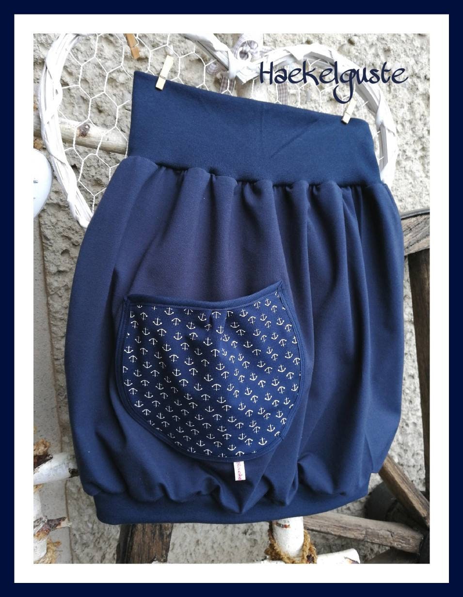 Dunkelblauer " Anker Ballonrock Lieblingsrock Damen Rock Mit Taschen Dunkelblauer " Anker Ballonrock Lieblingsrock Damen Rock Mit Taschen von Haekelguste