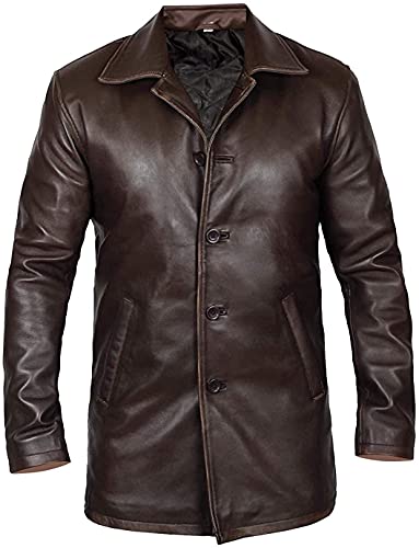 Hafsah Schwarzer Ledermantel für Herren, langer Herrenmantel, klassischer Lederblazer, schwarzer langer Ledermantel, braun, L Hafsah Schwarzer Ledermantel für Herren, langer Herrenmantel, klassischer Lederblazer, schwarzer langer Ledermantel, braun, L von Hafsah