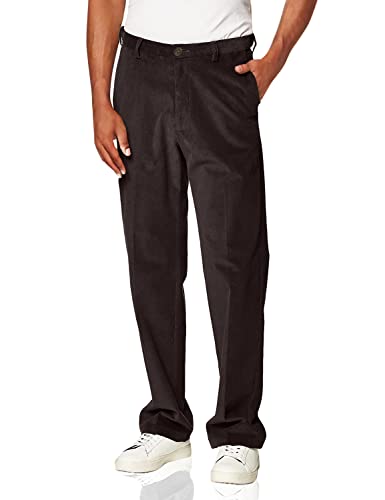 Haggar Herren Cordhose, erweiterbare Taille, Klassische und gerade Passform, Flache Vorderhose Hose, Espresso, 34W / 32L von Haggar