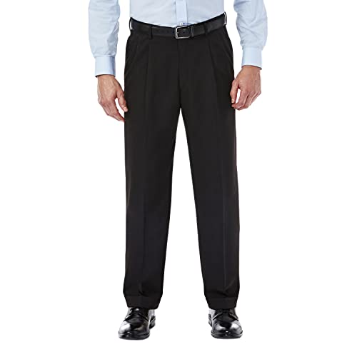 Haggar Mynx Gabardine Herren-Kleiderhose mit verdeckter, erweiterbarer Taille - Schwarz - 38W / 31L Haggar Mynx Gabardine Herren-Kleiderhose mit verdeckter, erweiterbarer Taille - Schwarz - 38W / 31L von Haggar
