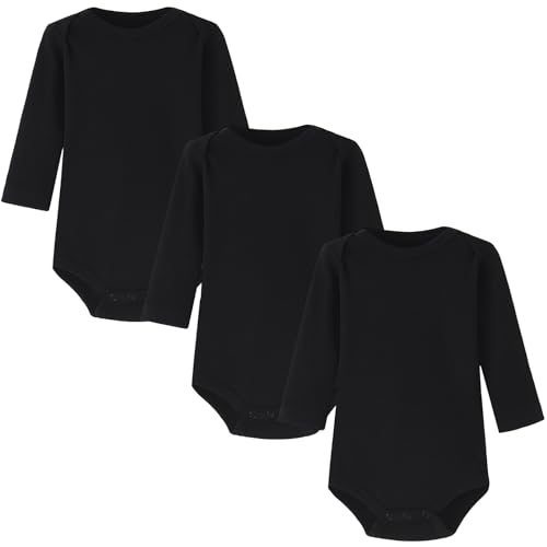 HahaNice Baby Bodysuits Mädchen Langarm Baby Body Junge Babykleidung Neutral 9 Months, Schwarz HahaNice Baby Bodysuits Mädchen Langarm Baby Body Junge Babykleidung Neutral 9 Months, Schwarz von HahaNice
