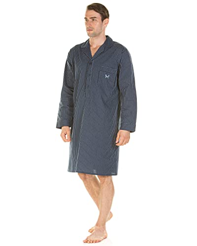 Haigman Langärmeliges Herren-Nachthemd aus 100 % Popeline-Baumwolle, Marineblau gestreift, M Haigman Langärmeliges Herren-Nachthemd aus 100 % Popeline-Baumwolle, Marineblau gestreift, M von Haigman