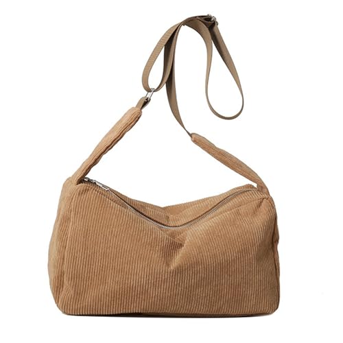 Corduroy Damen-Umhängetasche, stilvolle Handtasche für Damen, Cord, Hobo-Tasche, Crossbody-Tasche, College-Tasche von Haipink