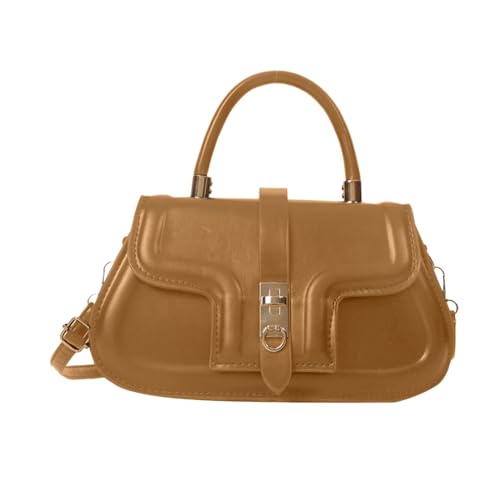 Damen Kleine Vintage Umhängetasche Stilvolle PU Leder Handtasche mit Verstellbarem Riemen, khaki, 24.5x7x14.5cm von Haipink