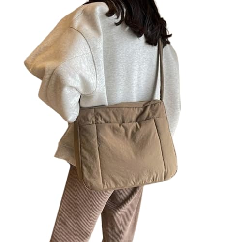 Lässige Umhängetasche für Damen, Puffer-Schultertasche mit verstellbarem Riemen, leicht, Umhängetasche, große Handtasche von Haipink