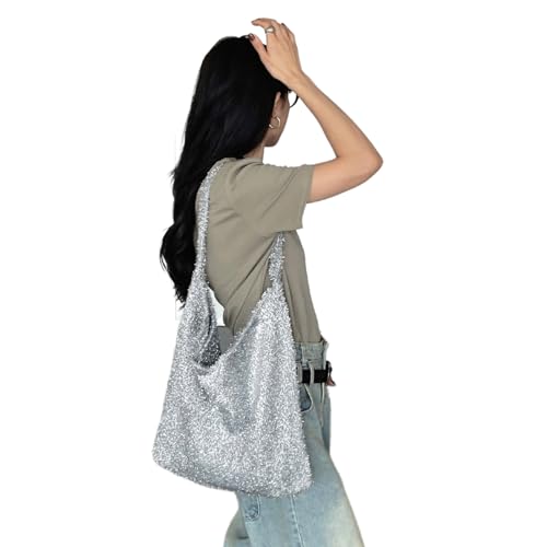 Schultertasche Glitzernde Tasche Vielseitige Große Kapazität Einkaufstasche Handtasche für Mädchen Frauen Trendy Tasche von Haipink