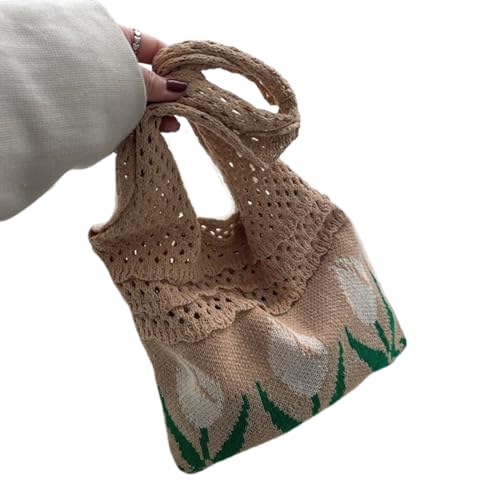 Stilvolle Stricktasche für Damen, geflochtene Handtasche mit künstlerischem Charme von Haipink