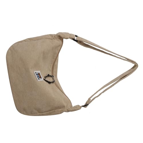 Stilvolle Umhängetasche aus Cord für Damen und Herren, perfekt für den täglichen Einkauf, Reisen, Schule, Arbeit, khaki, 27x9x23cm von Haipink