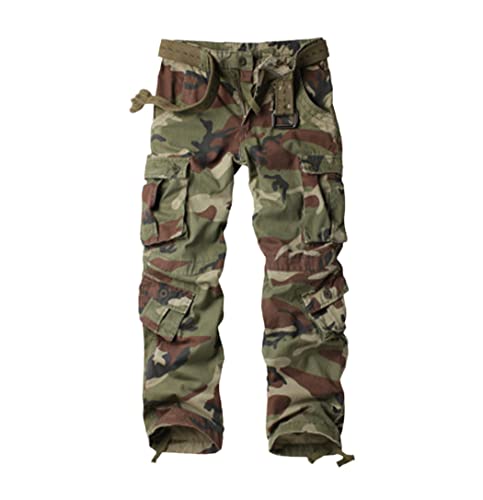 8 Taschen Militär Rot Schwarz Cargohose Herren Baumwolle Hose Baggy Camouflage Tactical Pants Casual Overall, camo 02, 27-32 von Haitpant