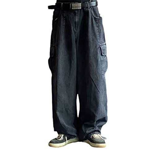 Baggy Jeans Hosen Herren Denim Hose Schwarz Weit Bein Hosen Oversize Cargo Koreanische Streetwear Hip Hop Jeans, Schwarz , 36-41 von Haitpant