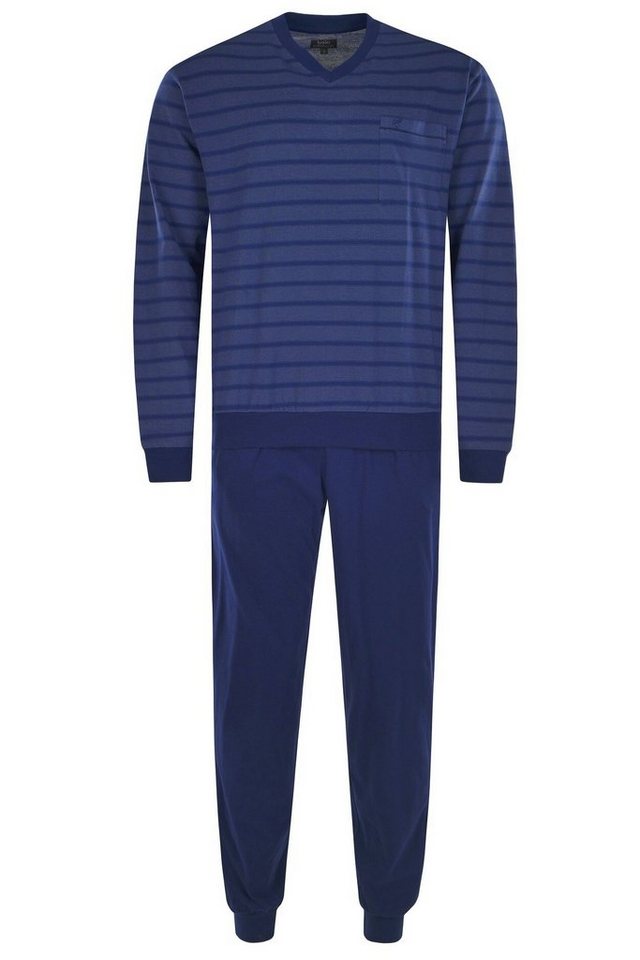 Hajo Pyjama Herren Schlafanzug Set - lang, Bündchen, V-Neck von Hajo