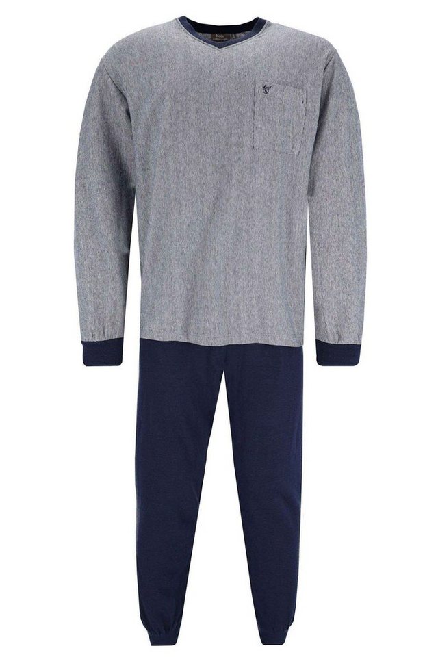 Hajo Pyjama Herren Schlafanzug Set - lang, Bündchen, V-Neck von Hajo