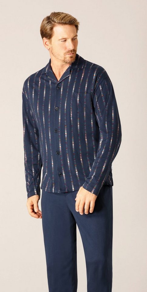 Hajo Schlafanzug Herren Pyjama geknöpft (2 tlg) Modisches Design von Hajo