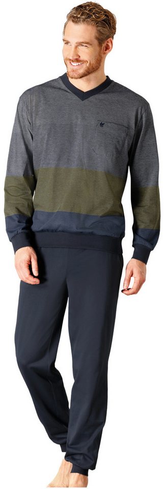 Hajo Schlafanzug Herren Pyjama mit langem Arm (2 tlg) Klima Komfort von Hajo