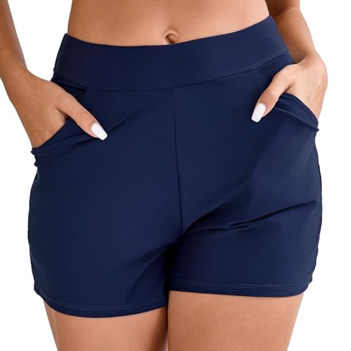 Halcurt Badeshorts Damen mit Taschen Badehose Schnell Trocknende Boardshorts Bauchkontrolle Strand Schwimmshorts Surf Bikini Shorts S Halcurt Badeshorts Damen mit Taschen Badehose Schnell Trocknende Boardshorts Bauchkontrolle Strand Schwimmshorts Surf Bikini Shorts S von Halcurt
