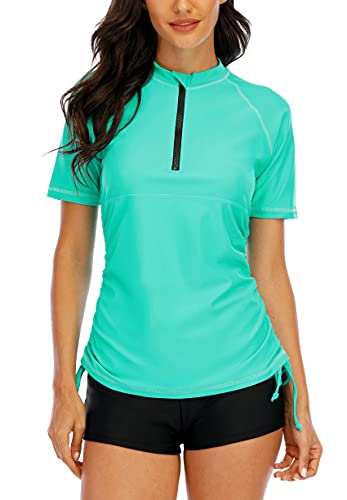 Halcurt Damen Rashguard UV Shirt, Swim Shirt, Kurzarm Badeshirt Badenmode Tankini Halcurt Damen Rashguard UV Shirt, Swim Shirt, Kurzarm Badeshirt Badenmode Tankini von Halcurt