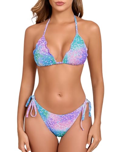 Halcurt Triangel Bikini Damen Set Neckholder Bikini Oberteil Verstellbare Bikinihose Seitlicher Schnürung Strandbikini Zweiteiliger Badeanzug S Halcurt Triangel Bikini Damen Set Neckholder Bikini Oberteil Verstellbare Bikinihose Seitlicher Schnürung Strandbikini Zweiteiliger Badeanzug S von Halcurt